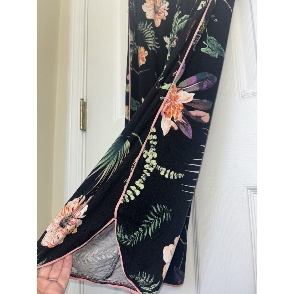 Soma Cool Nights Tropical Floral Piped Short Sleeve Top Pants PJ Set M/L - Picture 8 of 13